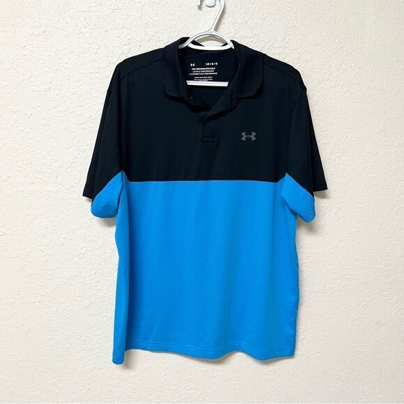 Under Armour Other - Under Armour The Performance Polo Short Sleeve Golf Shirt Black Blue Size L